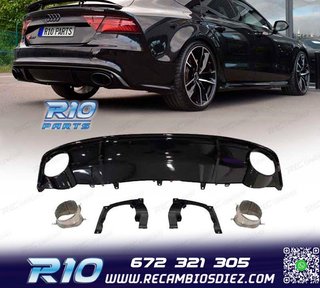 DIFUSOR AUDI A7 16-18 LOOK RS7 + COLAS ESCAPE NEGRO BRILLO