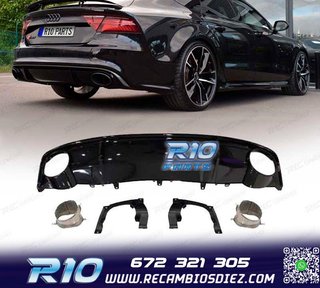 DIFUSOR AUDI A7 16-18 LOOK RS7 + COLAS ESCAPE NEGRO BRILLO
