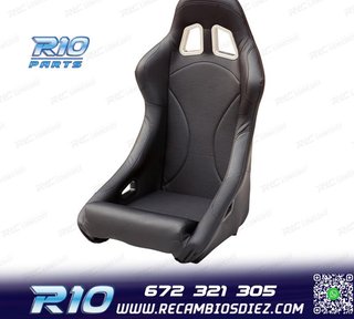 KIT ASIENTO BAQUET UNIVERSAL NEGRO PIEL ESTILO EVO
