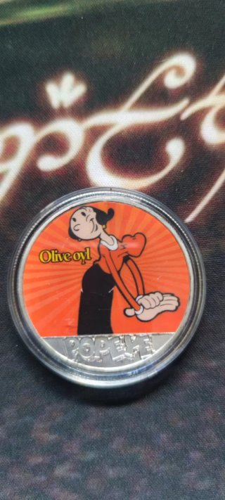 Monedas Popeye y Olivia Bañadas en Plata