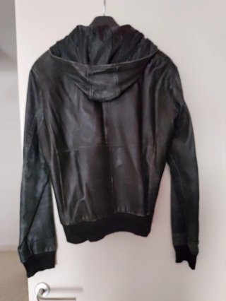 Chaqueta Cuero Hombre M Vintage Capucha