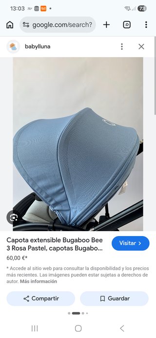 Capota Bugaboo Bee Azul Bebé nueva usasa 3 meses