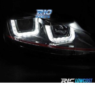 FAROS VOLKSWAGEN VW GOLF 7 12-17 U-TYPE DRL DINAMICOS NEGRO