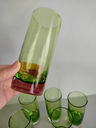 6 Vasos Tubo Verdes Retro Vintage Duralex