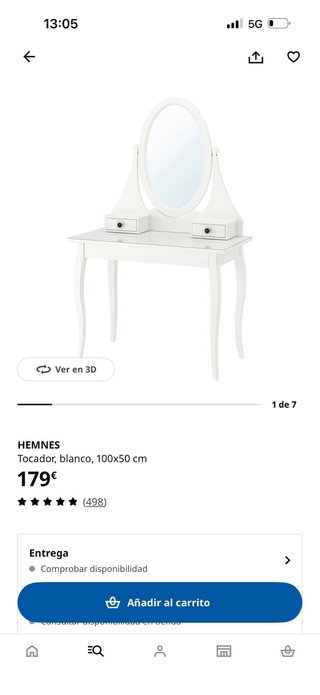 Tocador IKEA blanco con espejo ovalado