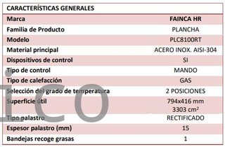 Plancha Gas Acero Rectificado Serie 100 - PLC8100RT