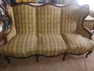 Sofá vintage tela y madera