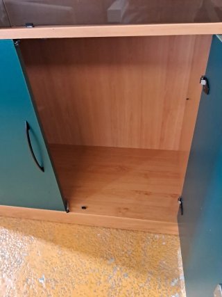Armario oficina 2 puertas madera y cristal