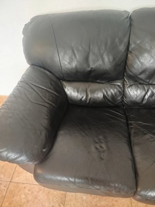 REGALO Sofá de 3 plazas en piel negra
