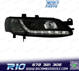 FAROS PARA OPEL VECTRA B 96-98 LUZ DIURNA LED FONDO NEGRO