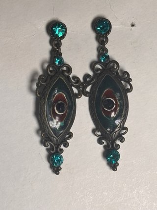 Pendientes lágrima ojo azul y verde