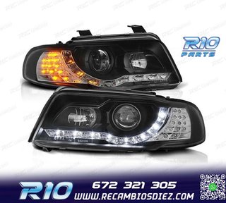 FAROS AUDI A4 B5 99-01 LUZ DIURNA LED FONDO NEGRO