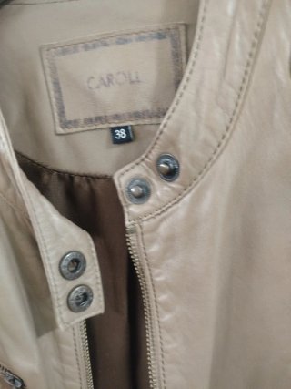 Cazadora de piel Caroll beige Talla 38