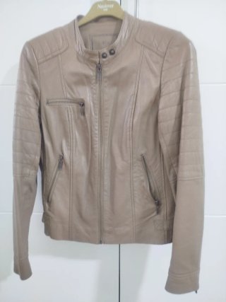 Cazadora de piel Caroll beige Talla 38