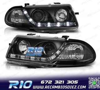 FAROS OPEL ASTRA F 91-94 LUZ DIURNA LED FONDO NEGRO