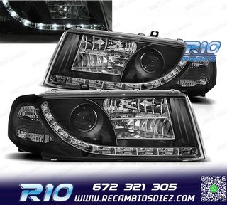 FAROS SKODA OCTAVIA 01-04 LUZ DIURNA LED FONDO NEGRO