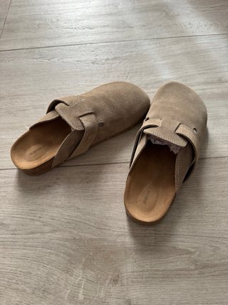 Zuecos Zara Home Piel Tira Verde Talla 38