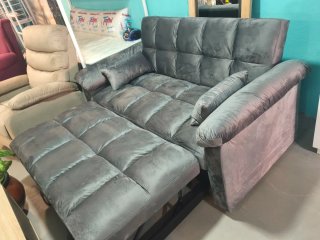 Sofá Cama Gris Terciopelo