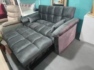 Sofá Cama Gris Terciopelo