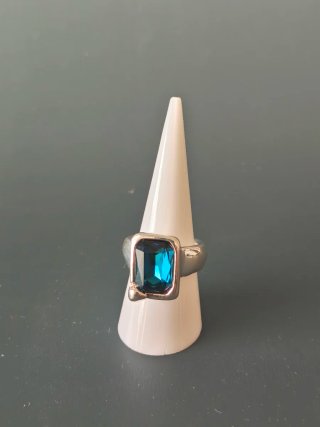 Anillo Plata Piedra Azul Marino
