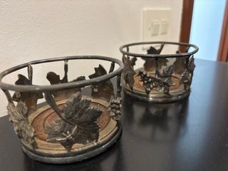 2 Candelabros Metal y Madera