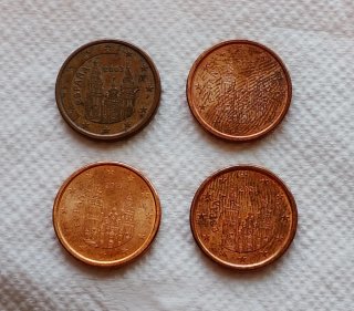 4 Monedas 1 Céntimo Euro España
