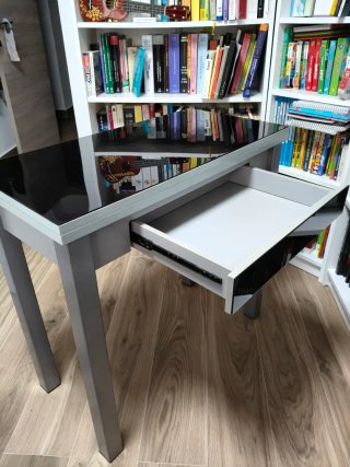 Mesa de cocina de cristal negro 40x80 ampliable
