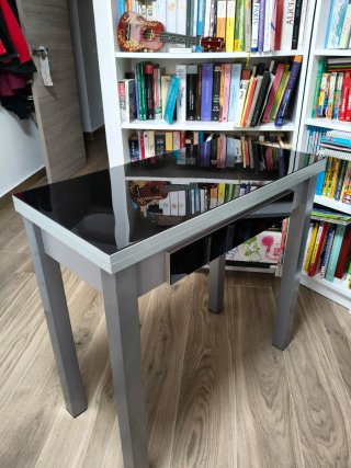 Mesa de cocina de cristal negro 40x80 ampliable