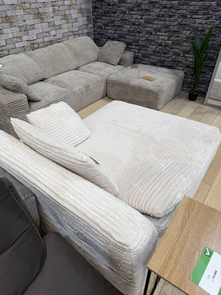 Sofá Cama Corduroy Beige/Gris 2 Plazas