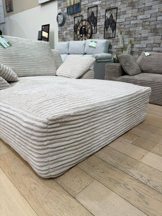 Sofá Cama Corduroy Beige/Gris 2 Plazas