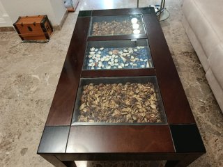 Mesa de centro madera y cristal 111x60x48