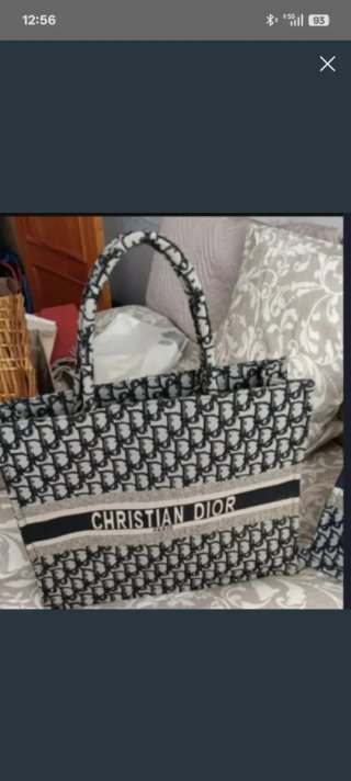 Bolso Tote Christian Dior CD Negro Blanco