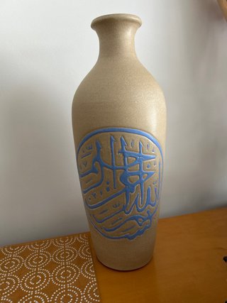 Jarrón Cerámica Jordania Beige y Azul