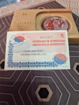 5 Euros Plata nieuport 1997 Flor de Cuño 1 Onza