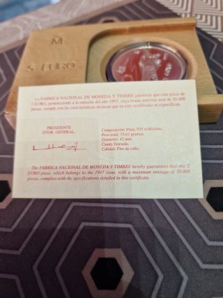 5 Euros Plata nieuport 1997 Flor de Cuño 1 Onza