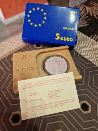 5 Euros Plata nieuport 1997 Flor de Cuño 1 Onza