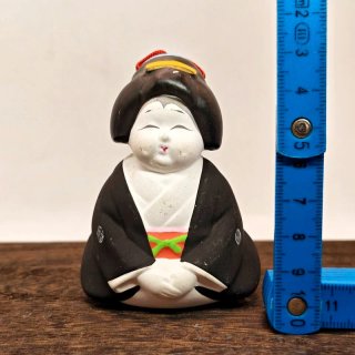 Bambola Giapponese Otafuku Hakata Ningyo Ceramica