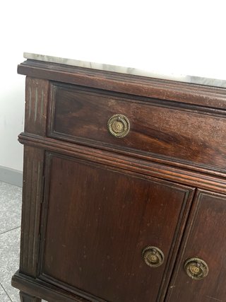 MESITA NOCHE MADERA MÁRMOL ANTIGUA MESA AUXILIAR