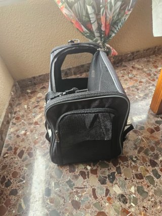 Transportín para mascotas negro y marrón