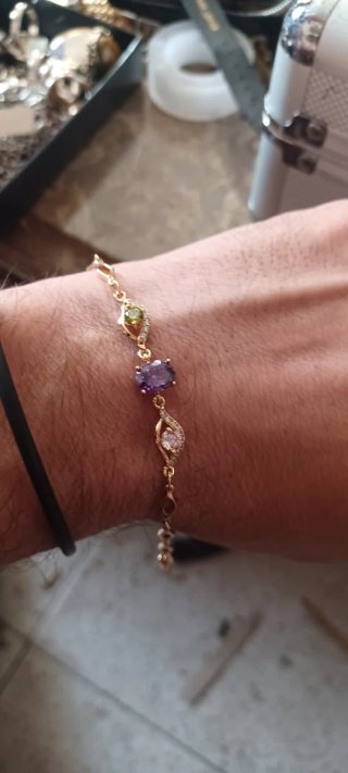Pulseira banhada a ouro 18k com pedras