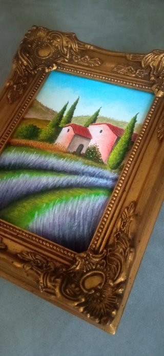 Quadro campagna con cornice dorata in legno