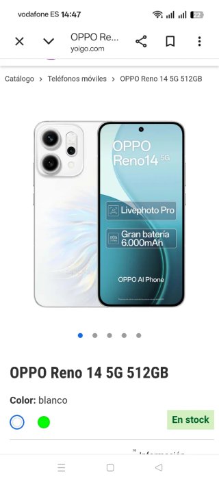 OPPO Reno 14 5G 512GB Blanco