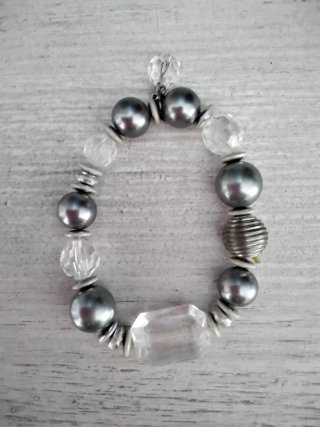 3 Pulseras Bisutería Gris y Naranja