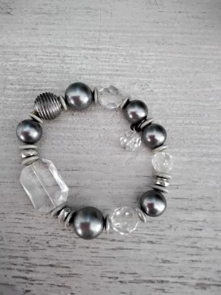 3 Pulseras Bisutería Gris y Naranja