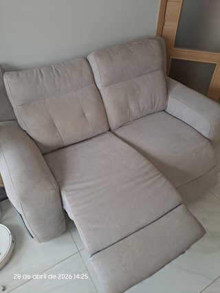Sofá reclinable motorizado beige/gris
