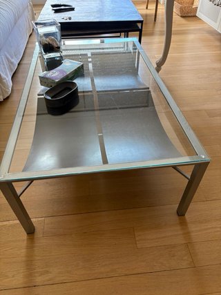 Mesa de centro cristal y metal