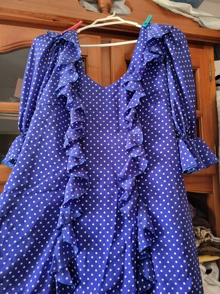 Traje de gitana azul con lunares talla 50