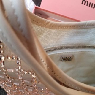 Borsa Miu Miu per feste beige e oro