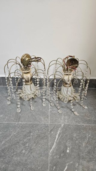 2 Lámparas de techo cristal y metal