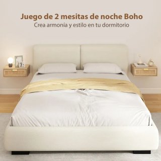 Juego 2 Mesitas Noche Rattan 40x30x15 cm